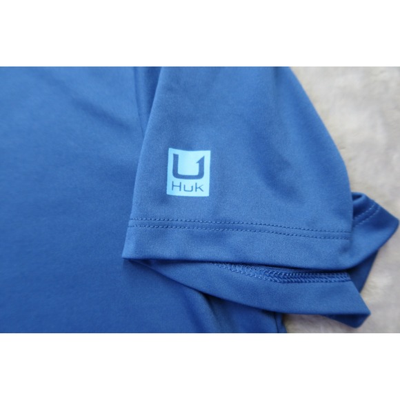 Huk Performance Polo Shirt Men's L Blue Short Sleeve Golf Fishing - Picture 3 of 7